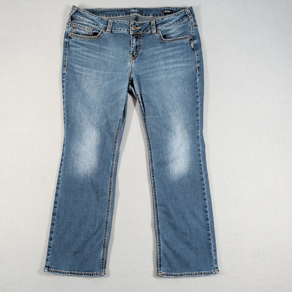 Silver Jeans Womens 16 Blue Elyse Mid Slim Boot W03601SSG406 Denim Stretch‎